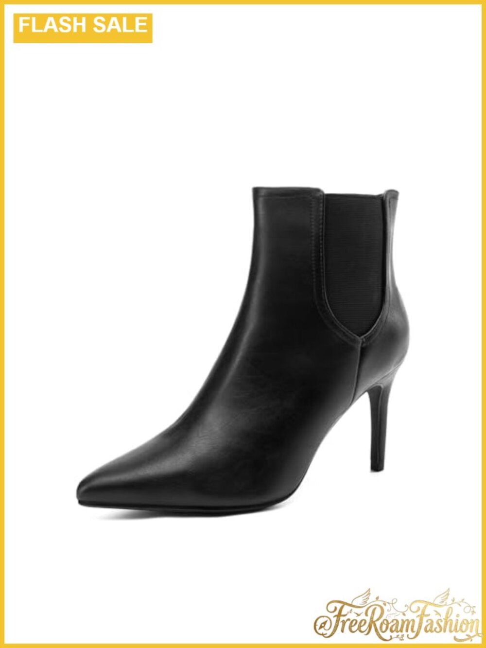 Pointed Toe High Heel Ankle Booties Faux Leather Stiletto Heel